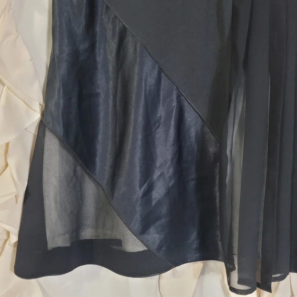 Rag & Bone Black Pleated Sheer Lined Skirt Leather 0 - Picture 3 of 10